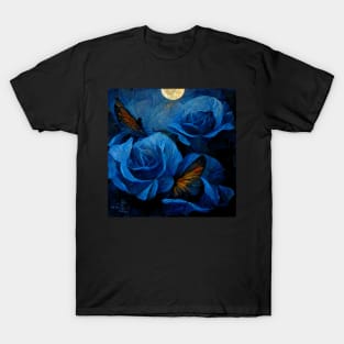 Butterfly at Blue Roses T-Shirt